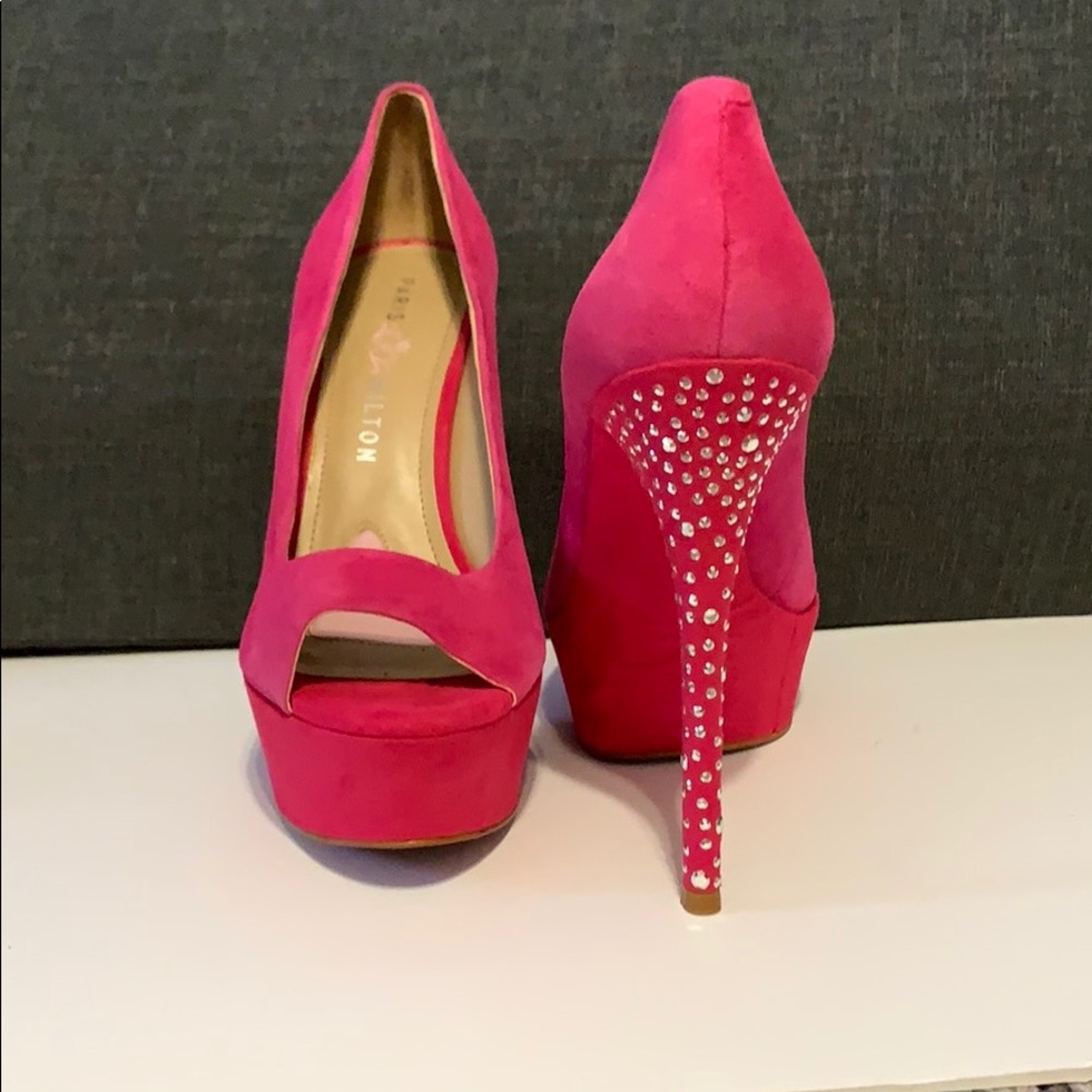 Paris Hilton Pink Suede High Heel Shoes